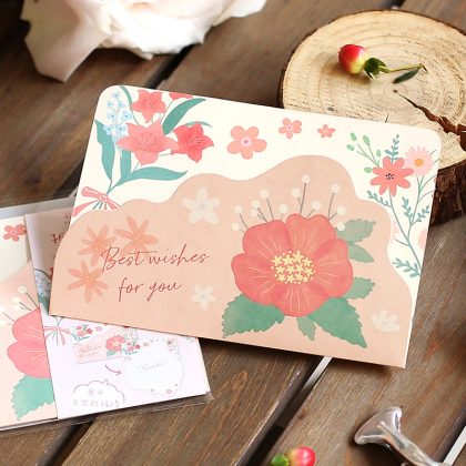 1PC Flowers Folding Greeting Envelope