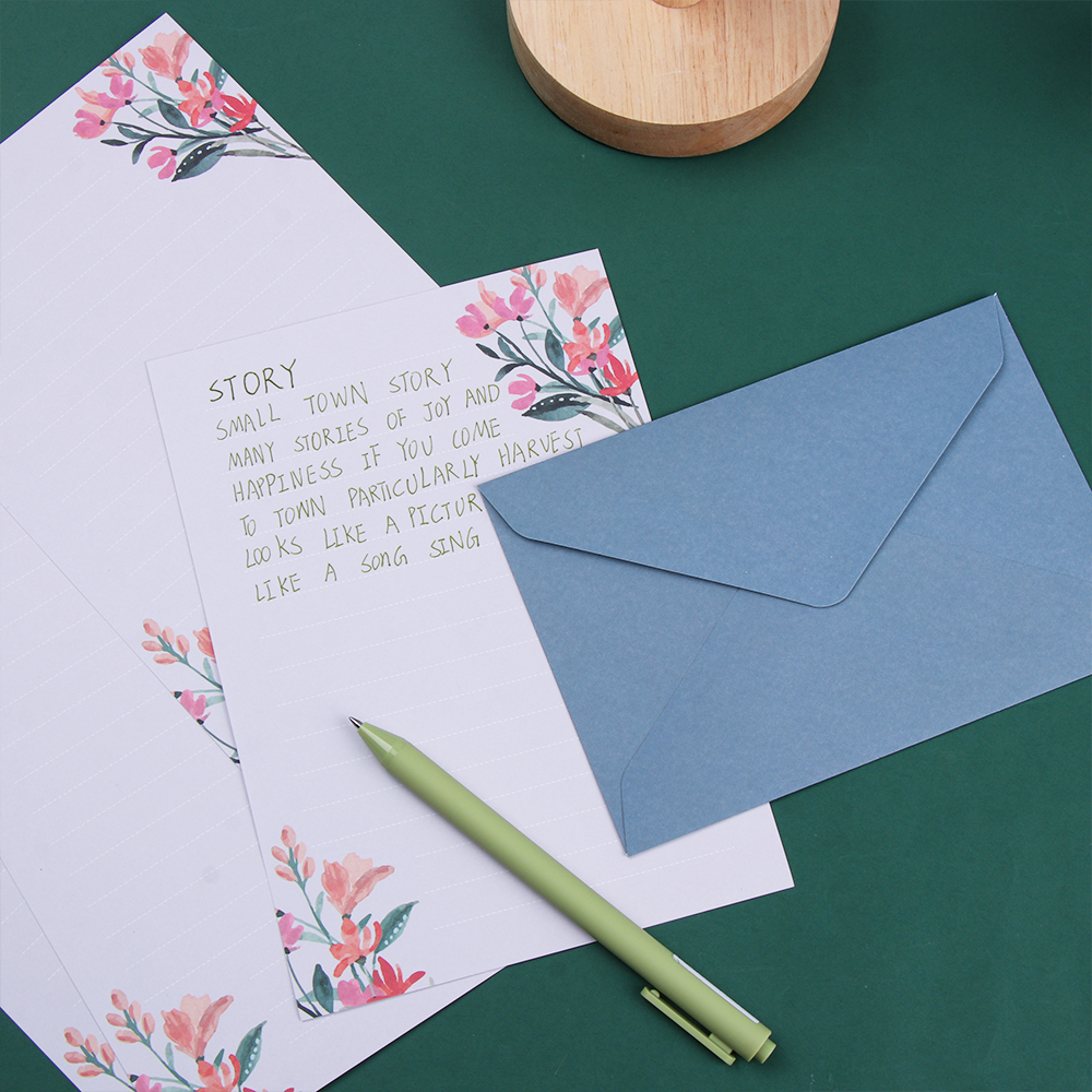 6PCS Flower Floral Letter Envelopes Set